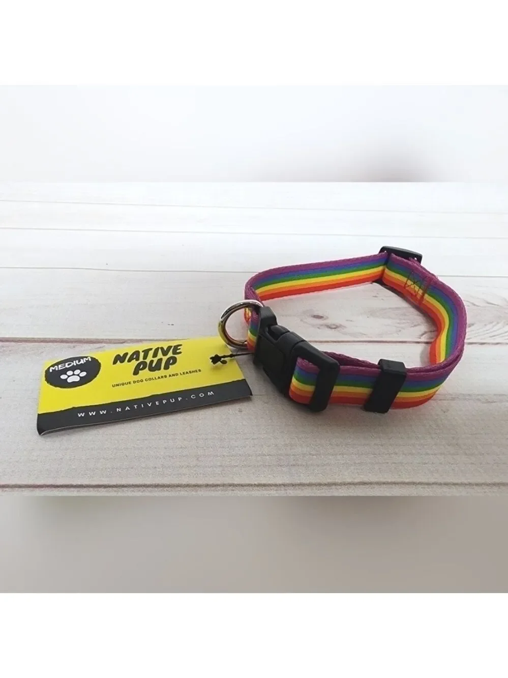 Native Pup Rainbow Flag Dog Collar Size Medium - New With Tags